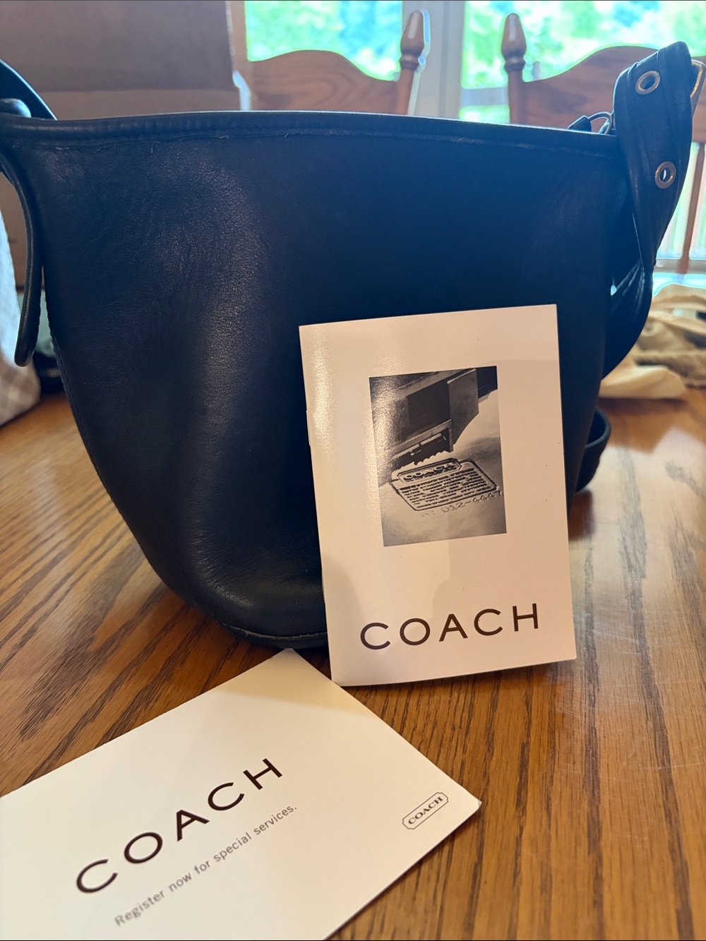 Vintage Coach Black Leather Maggie Bucket  Bag 9019